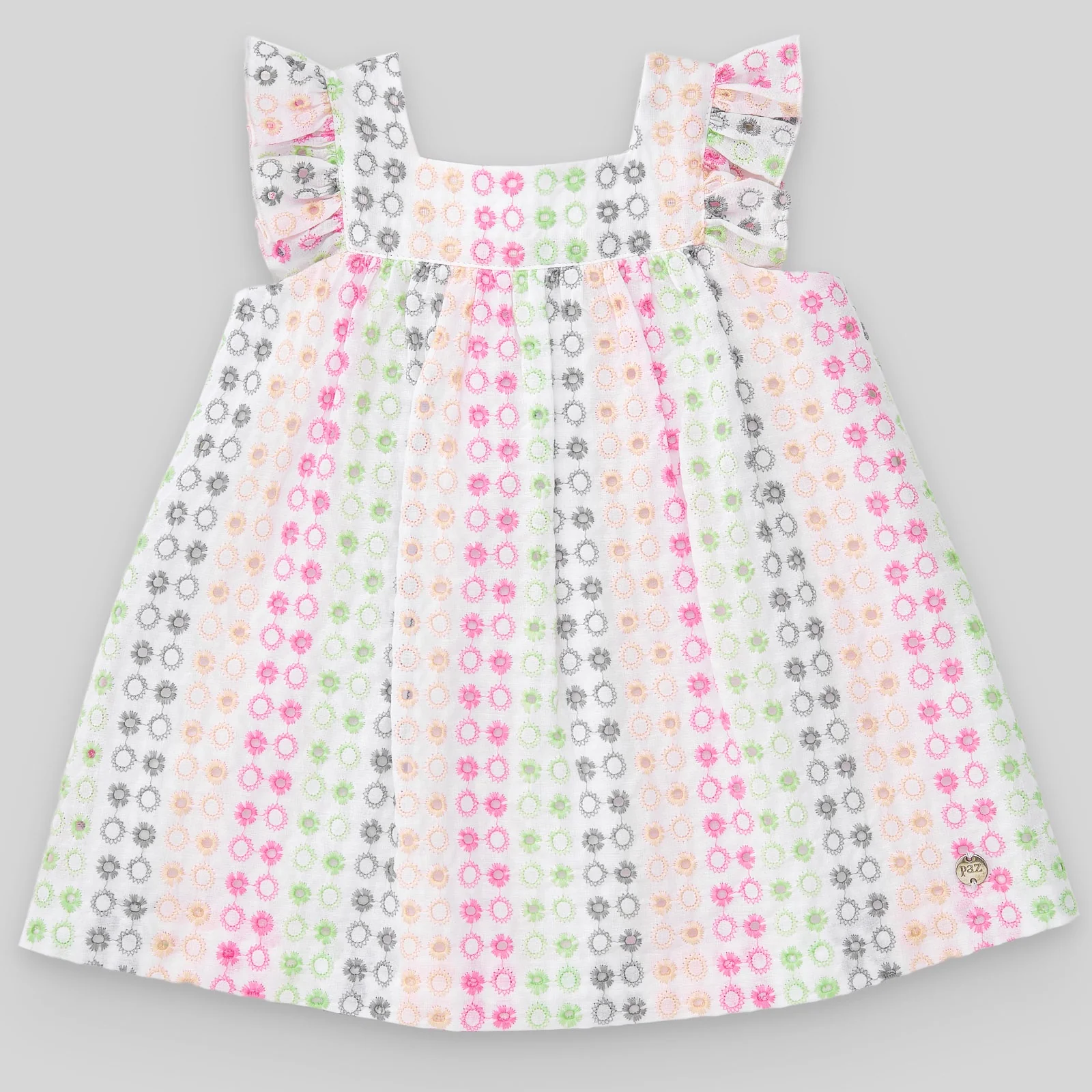 VESTIDO BORDADO MULTICOLOR "ARCOIRIS"