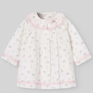 VESTIDO PLUMETY ESTAMPADO C/PUNTILLA "GLACIAR"