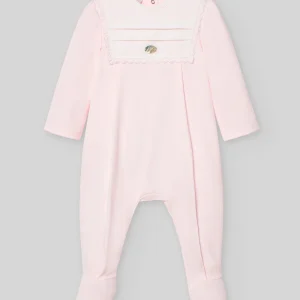 PELELE NIÑA C/PIE Y PECHERA "INTERLOCK V25" ROSA