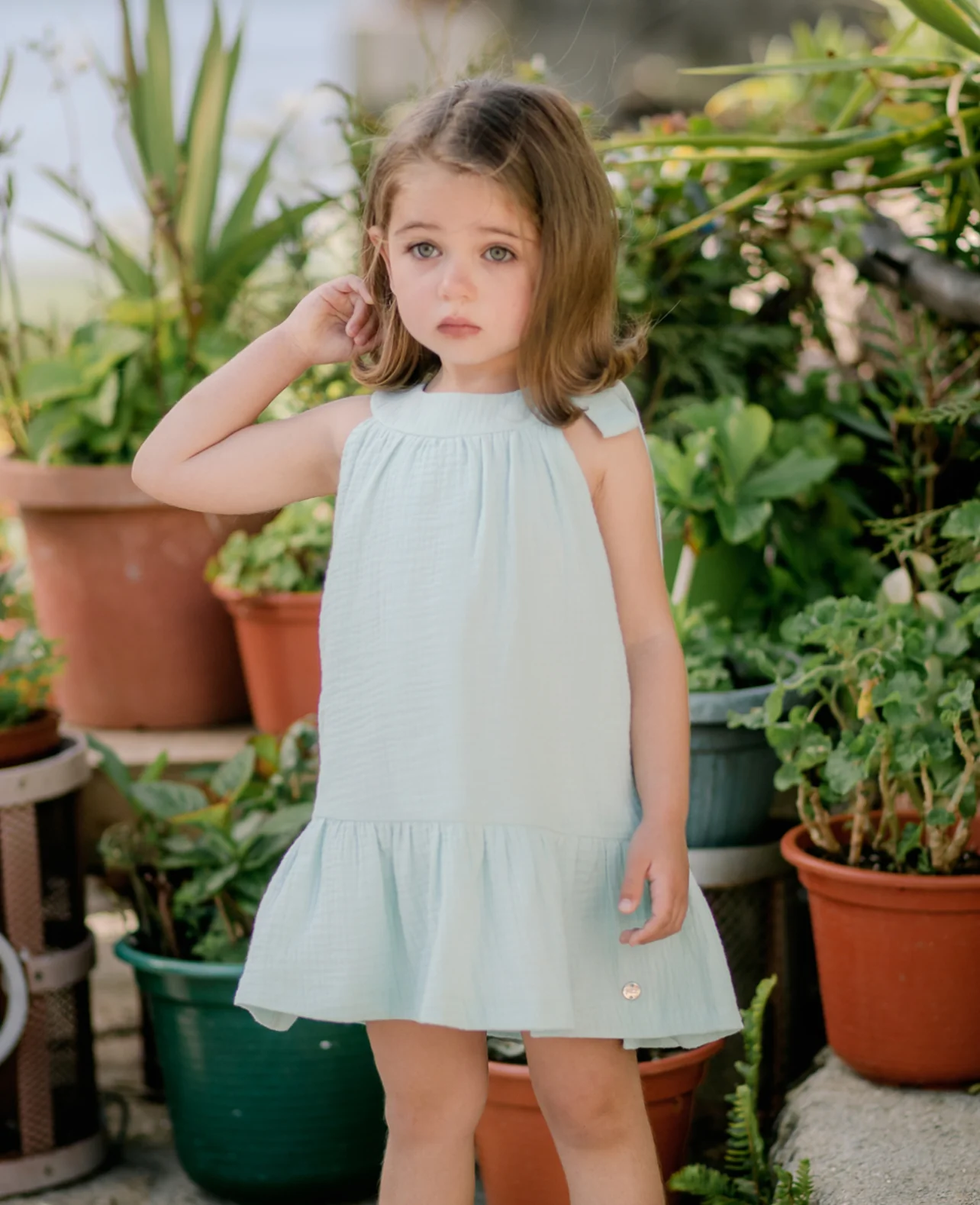 VESTIDO INFANTIL "CLAVEL" VERDE - Imagen 3