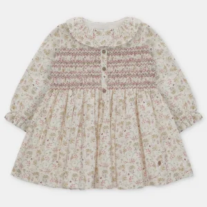 VESTIDO TELA PUNTO SMOCK NIÑA PEONIA