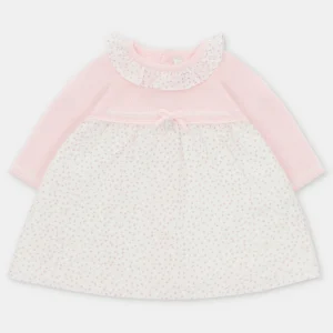 VESTIDO PUNTO Y TELA NIÑA PRESTON ROSA