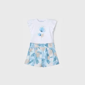 Conj. Camiseta y short estampado flor cielo
