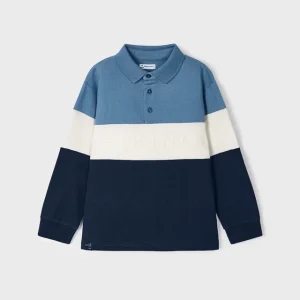 Polo m/l color block "HIKING" azul
