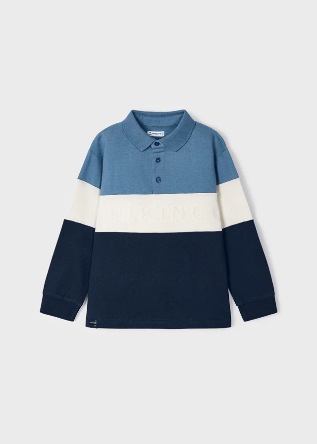 Polo m/l color block "HIKING" azul