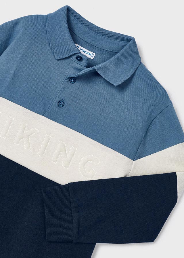 Polo m/l color block "HIKING" azul - Imagen 3