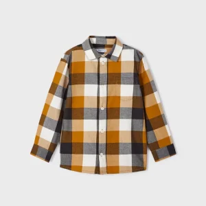 Camisa m/l cuadros ocre