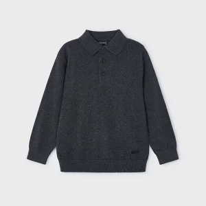 Polo m/l tricot gris