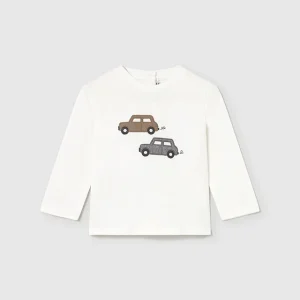 Camiseta m/l apliques carritos tejido