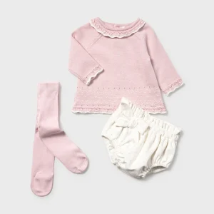 conj. braguita y mallas tricot cuarzo rosa