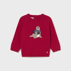 Sueter intarsia morsa rojo