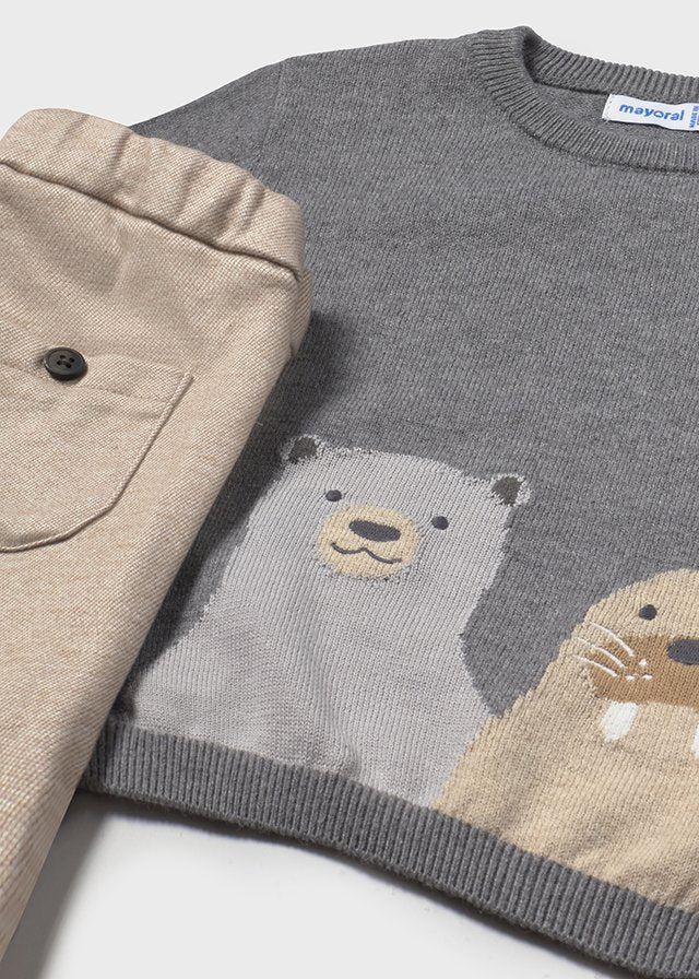Conj. Pantalon y sueter animales beige - Imagen 3
