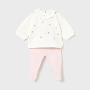 Conj. Polaina combinado puntitos rosa baby