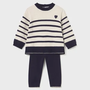 Conj. Pantalon tricot stripes marino