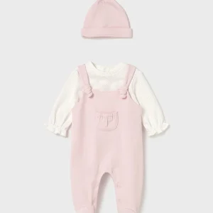 Pelele peto y gorro felpa rosa baby