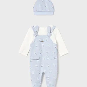 Pelele peto y gorro conejito cielo