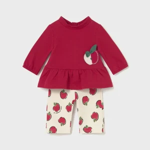 Conj. 2 piezas estampado manzanas guinda