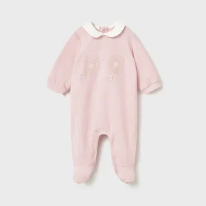 Pelele tundosado flores rosa baby