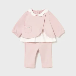 Conj. Leggings felpa rosa baby