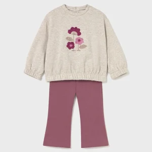 Conj. Leggings pullover flores rosado