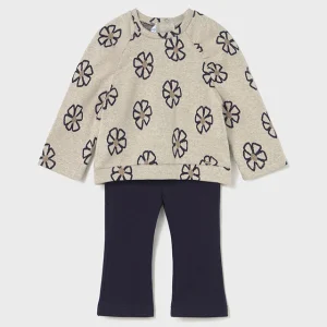 Conj. Leggings estampado flores marino