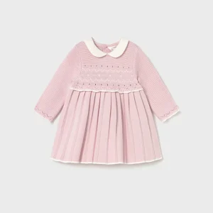 Vestido tricot c/cuello cuarzo rosa