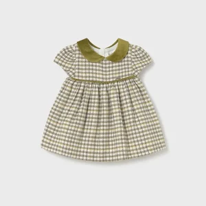 Vestido cuadros aceituna