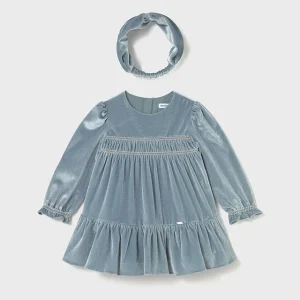 Vestido terciopelo con diadema bluebell