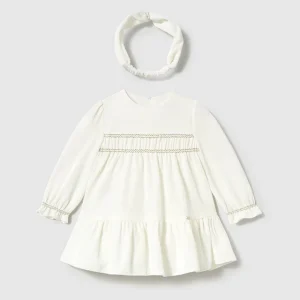 Vestido terciopelo con diadema crudo