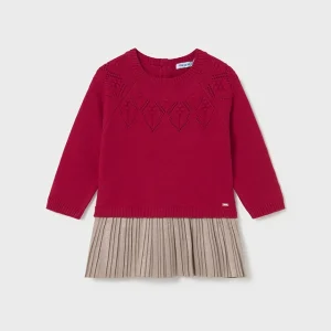 Vestido combinado tricot rojo