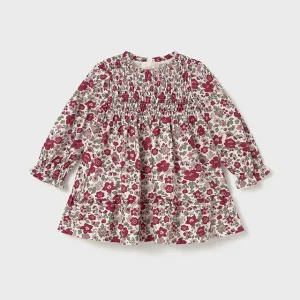 Vestido terciopelo estampado flores rojo