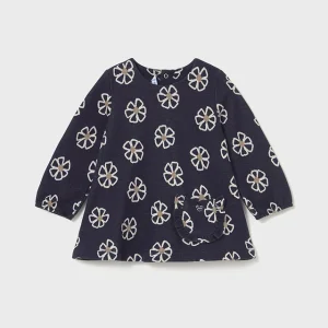 Vestido punto jacquard flores marino