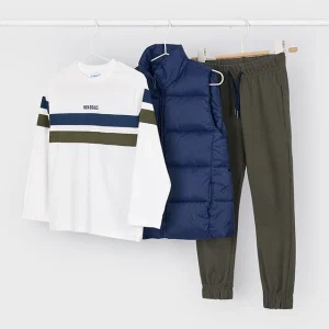 Conj. 3 piezas chaleco azul-oliva