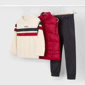 Conj. 3 piezas chaleco rojo-negro