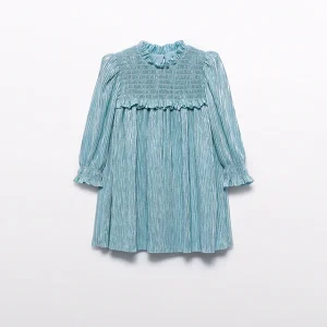 Vestido punto plisado brillo agua