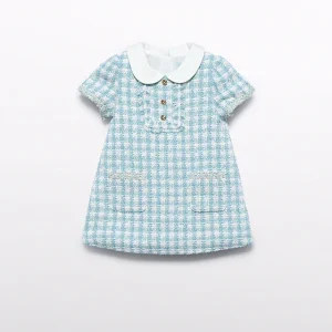 Vestido cuadros lurex agua