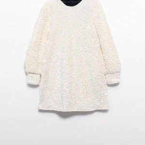 Vestido lentejuelas terciopelo crema