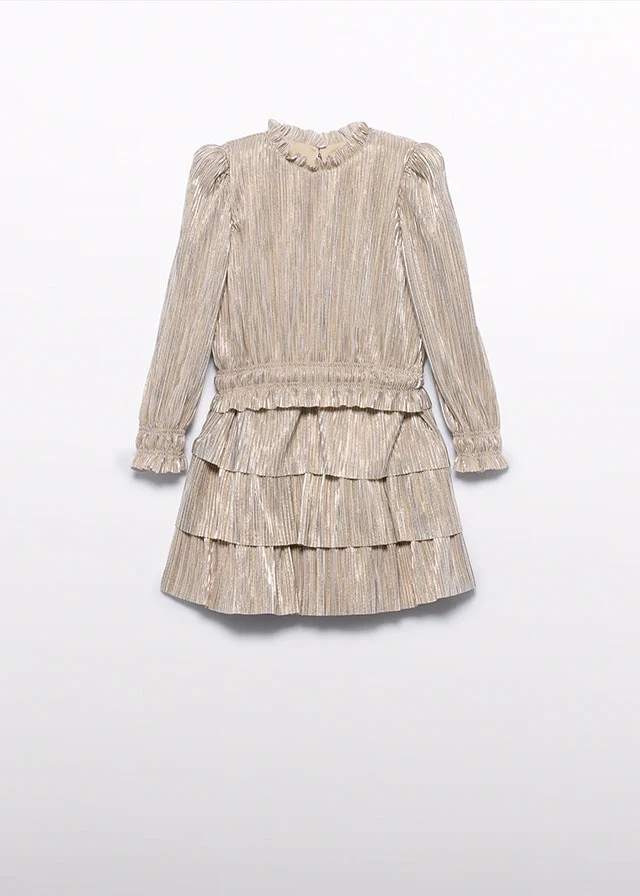 Conj. Falda punto plisado avena