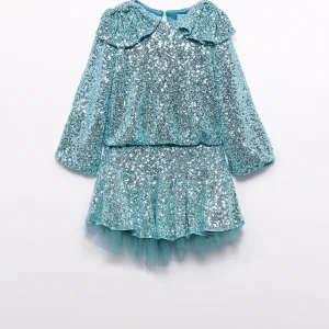 Conj. Falda lentejuelas agua