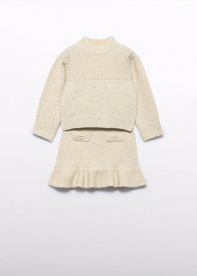 Conj. Tricot falda avena