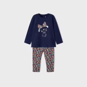 Conj. Leggings m/l flores royal