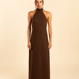 VESTIDO HALTER | MARRON