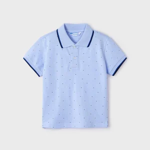 Polo m/c micro estampado puntios azul
