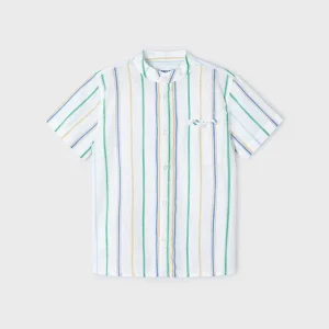 Camisa m/c cuello mao rayas clorofila