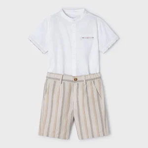 Conj. bermuda lino suiting rafia