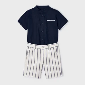 Conj. bermuda lino suiting piedra