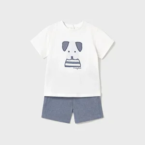 Conj. Bermuda aplique perrito regata