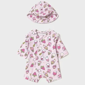 Conj. Baño pelele c/ gorro petalo