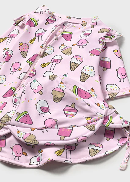 Conj. Baño pelele c/ gorro petalo - Imagen 3