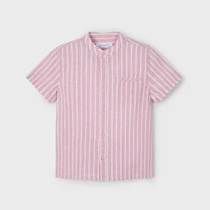 Camisa m/c cuello mao lino guayaba